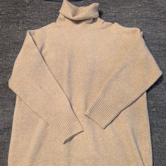 Uniqlo Cowl neck tan sweater dress - Picture 1 of 3